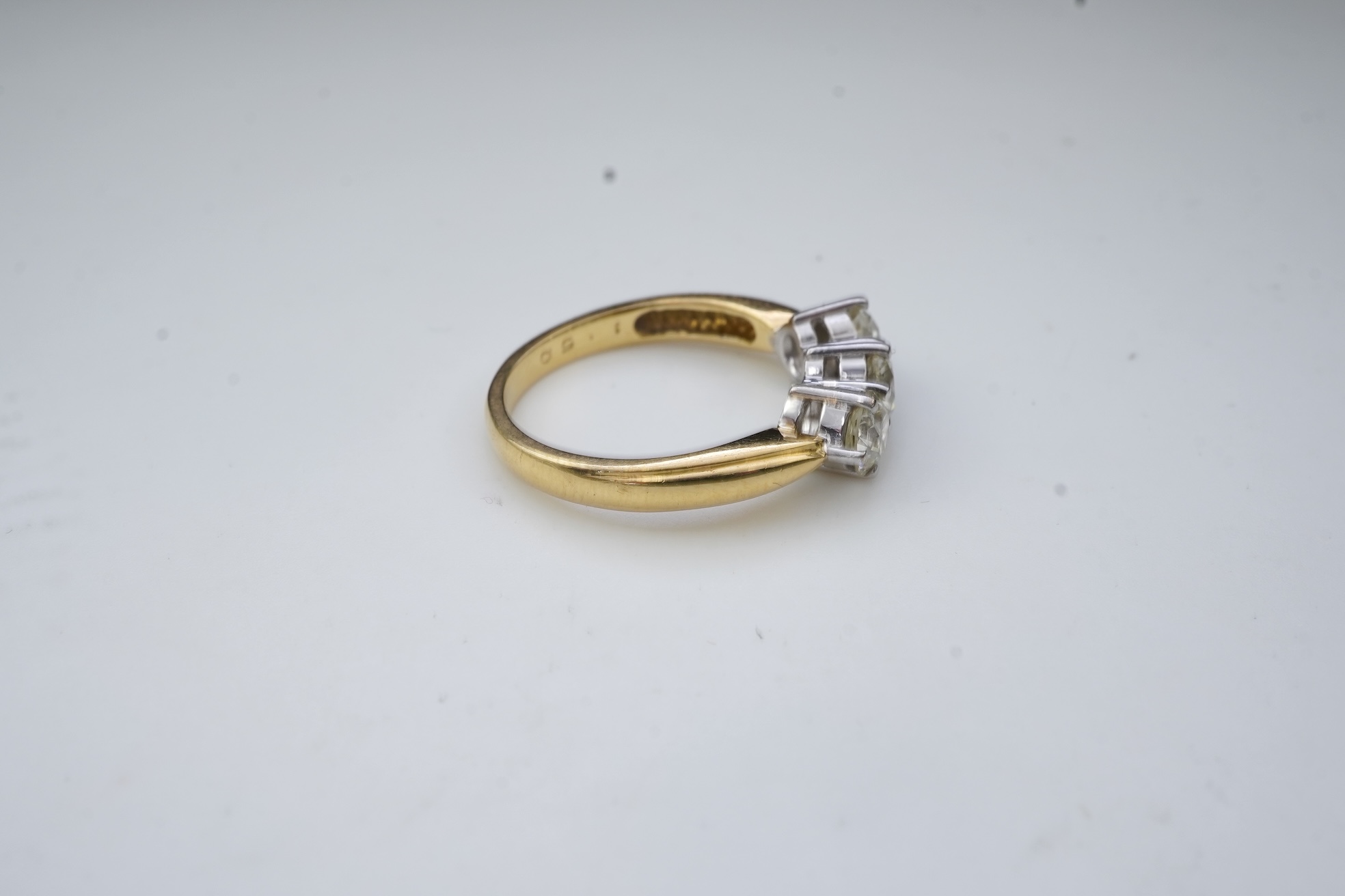 A diamond three-stone ring